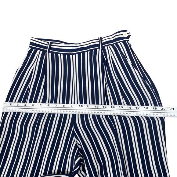 Talbots Vtg Navy Blue White Striped Pleat High Waist Pants Trousers SZ 8 - Picture 8 of 11